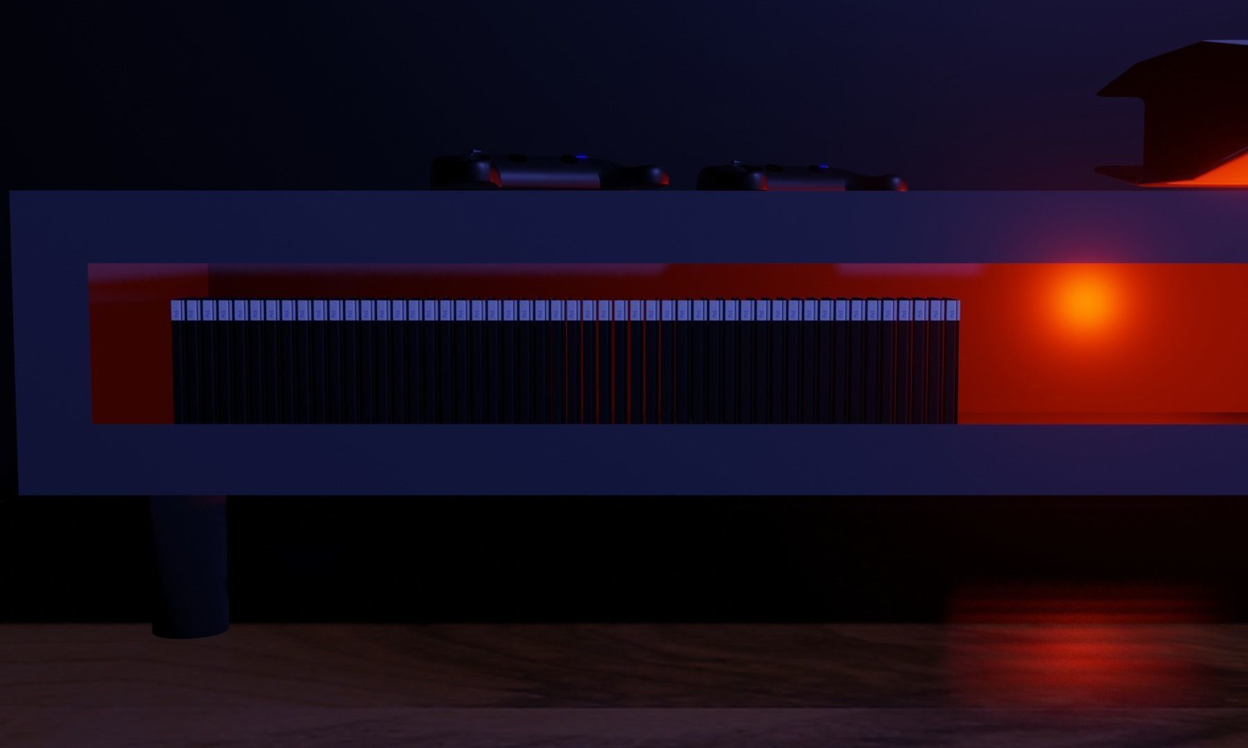 GamingRoom room with neon lights and furniture 3D model_9