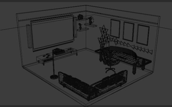 GamingRoom room with neon lights and furniture 3D model_12