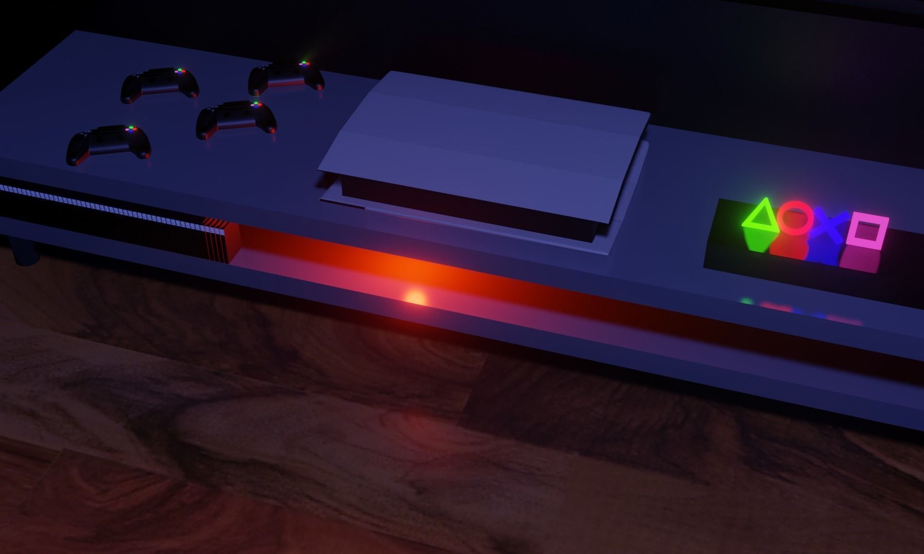 GamingRoom room with neon lights and furniture 3D model_6
