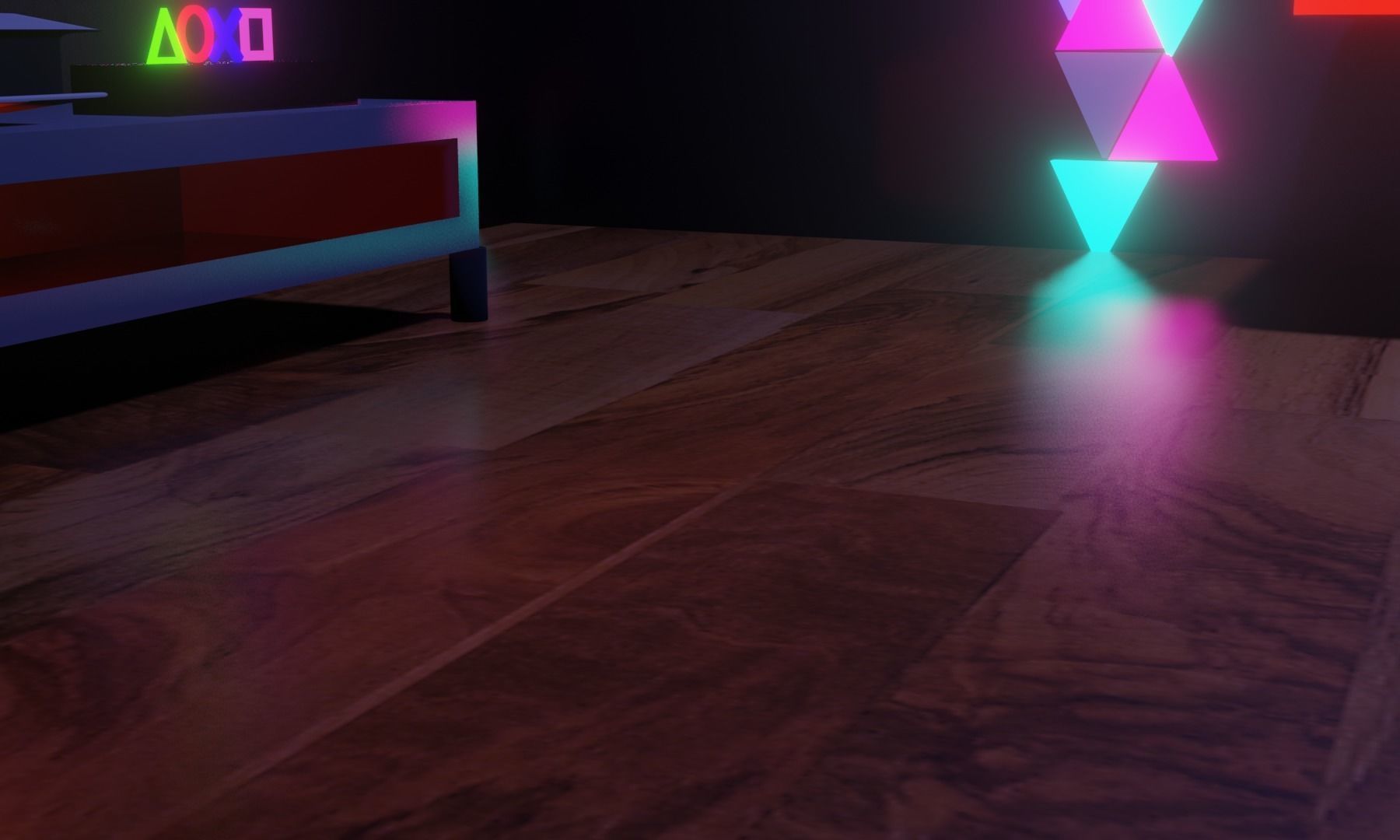 GamingRoom room with neon lights and furniture 3D model_10