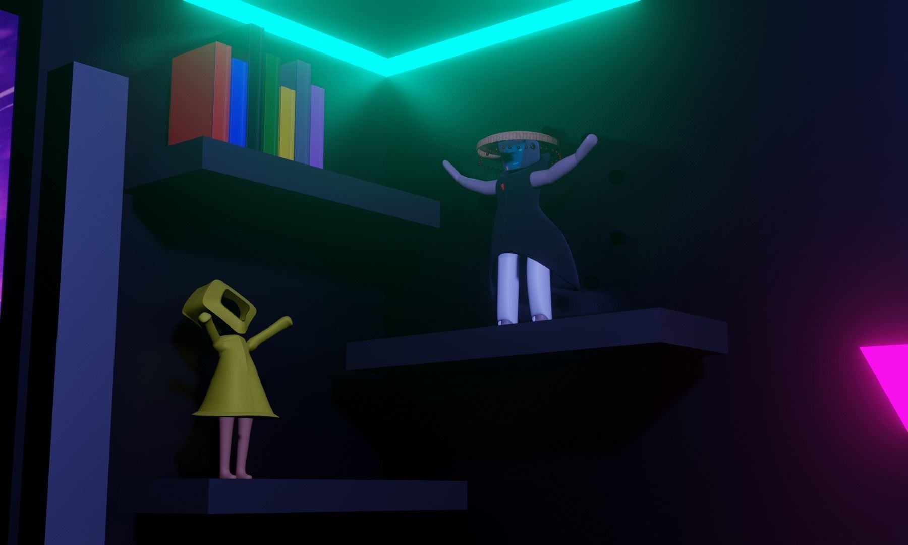 GamingRoom room with neon lights and furniture 3D model_8