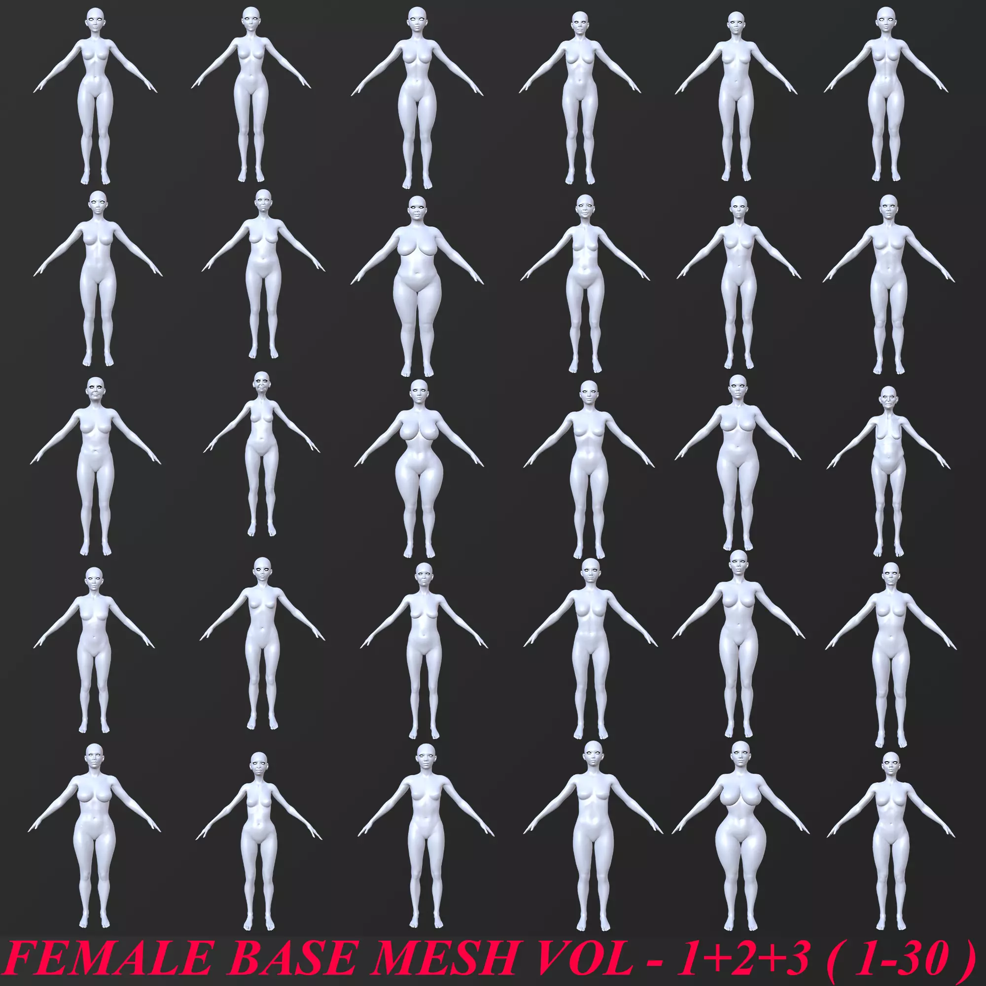 30 FEMALE BASE MESH  1-30 3D Model Collection_0