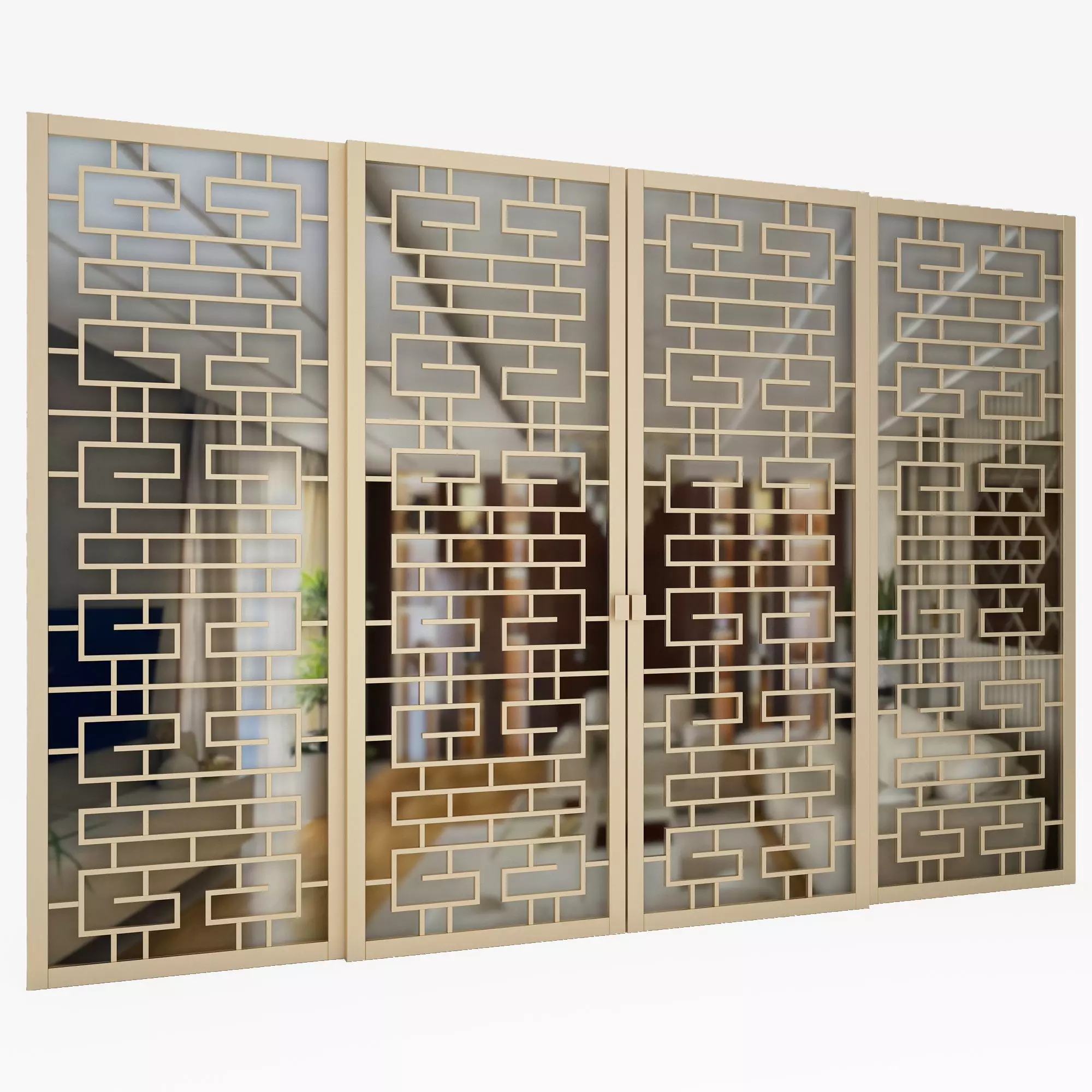 Partition sliding door 3D model_0