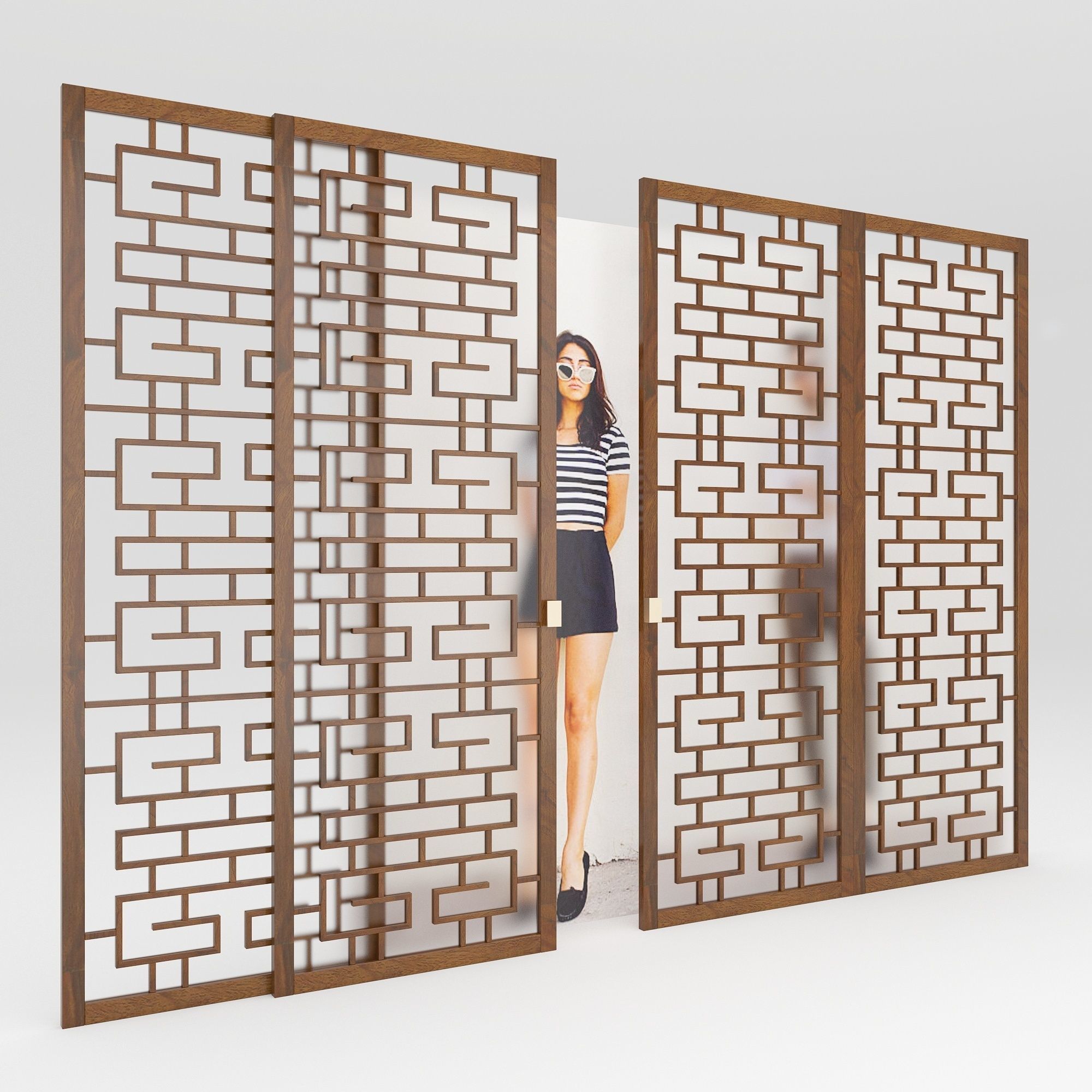 Partition sliding door 3D model_4