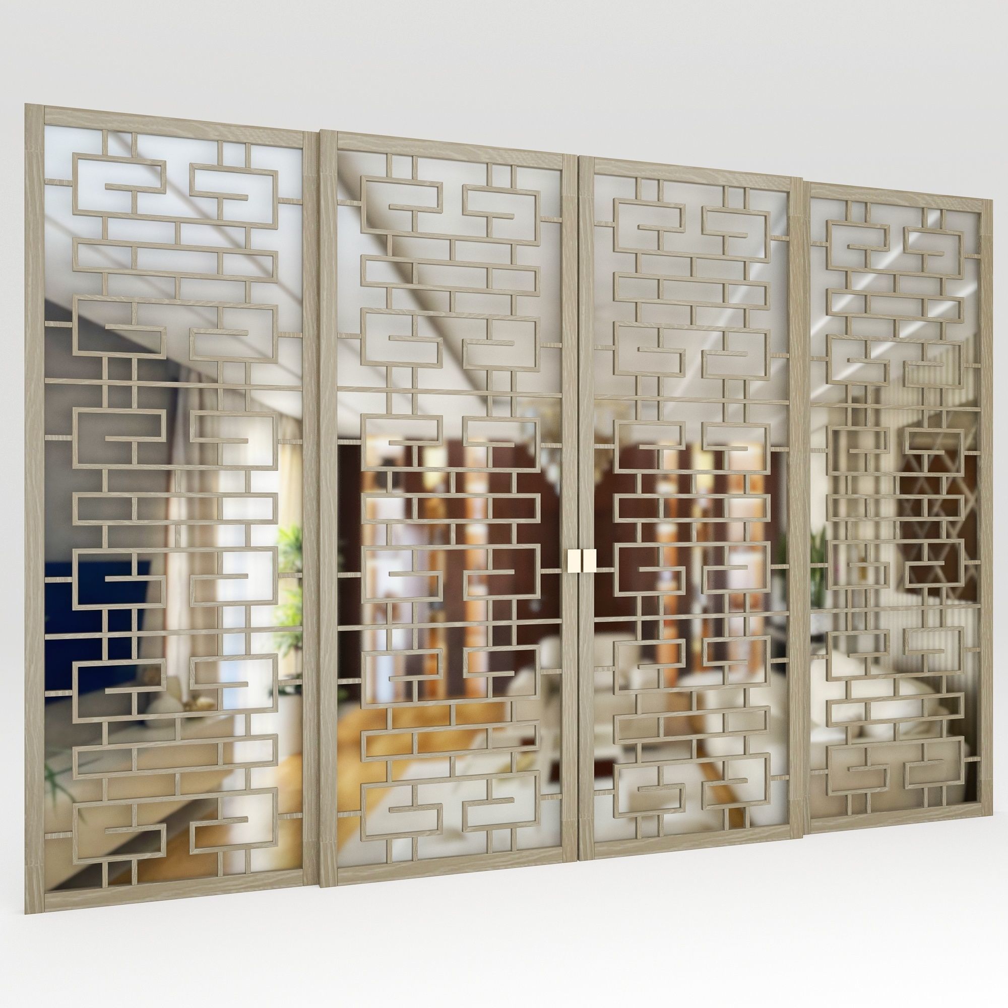 Partition sliding door 3D model_2