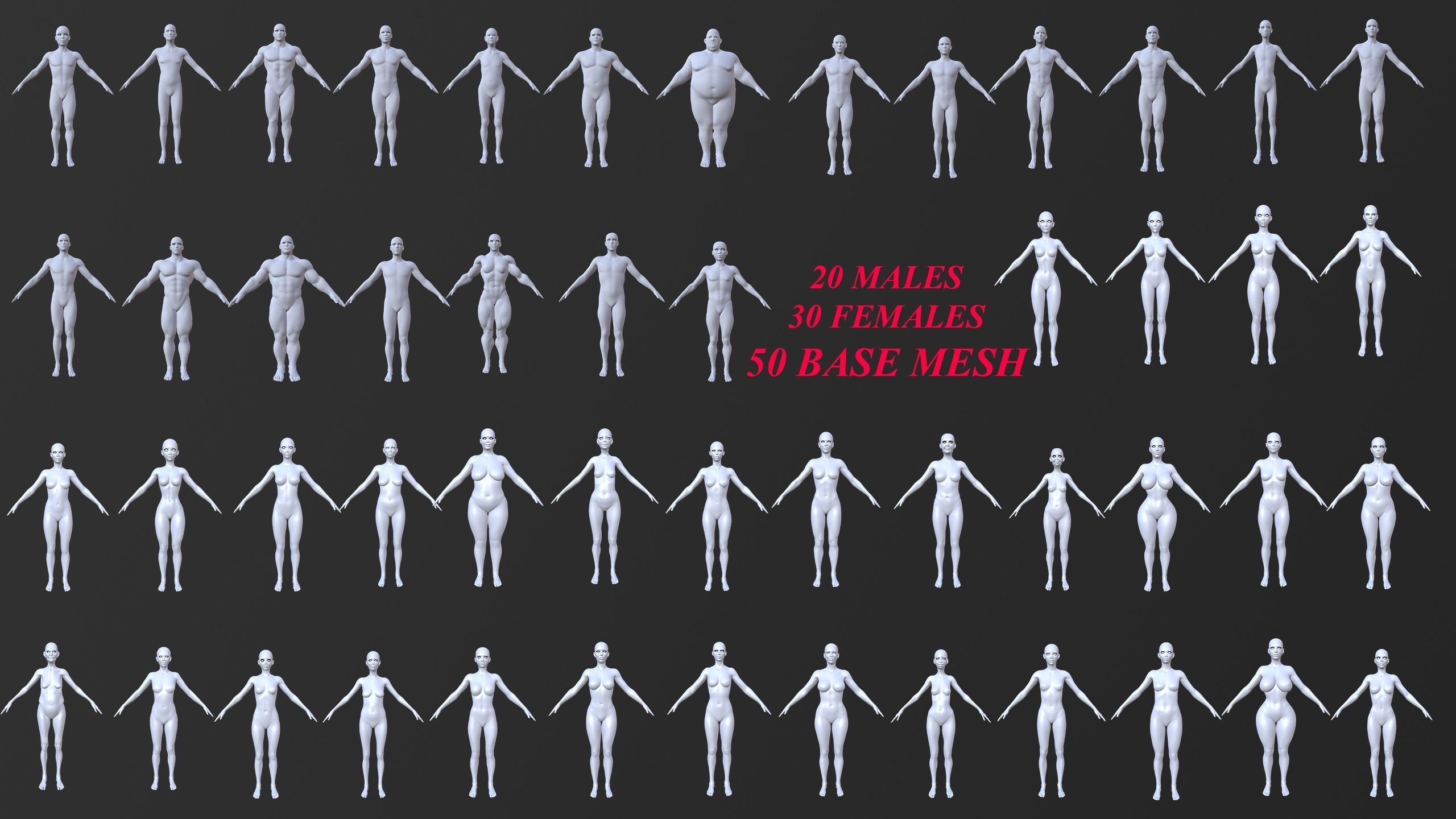 50 BASE MESH 3D Model Collection_6