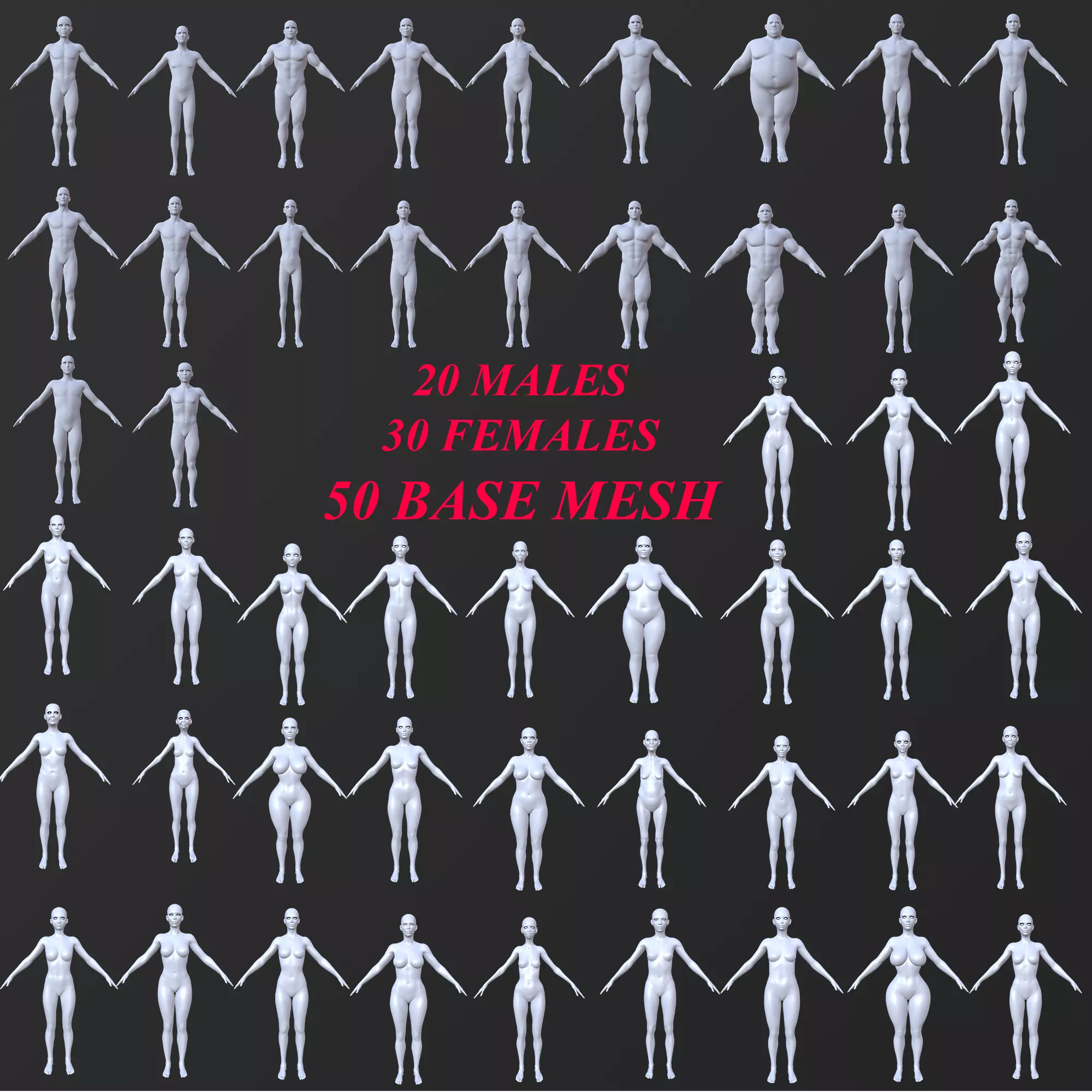 50 BASE MESH 3D Model Collection_0