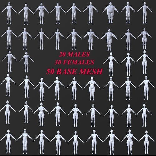 50 BASE MESH 3D Model Collection