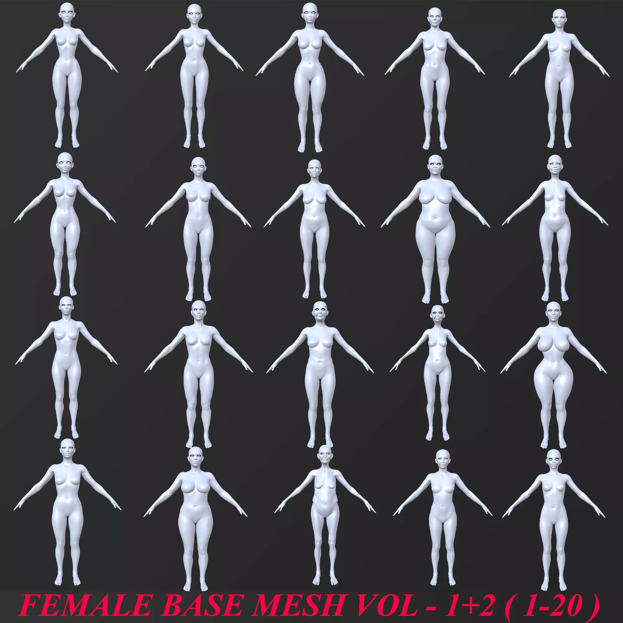 20 FEMALE BASE MESH  1-20 3D Model Collection_0
