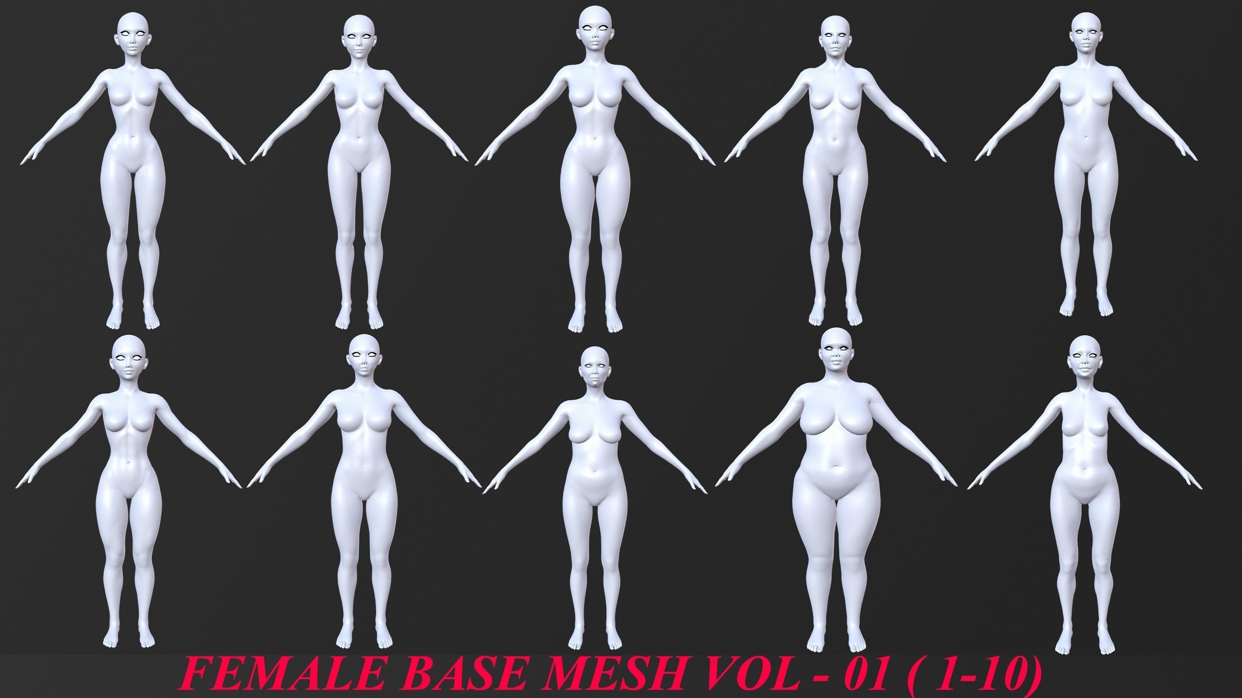 20 FEMALE BASE MESH  1-20 3D Model Collection_4
