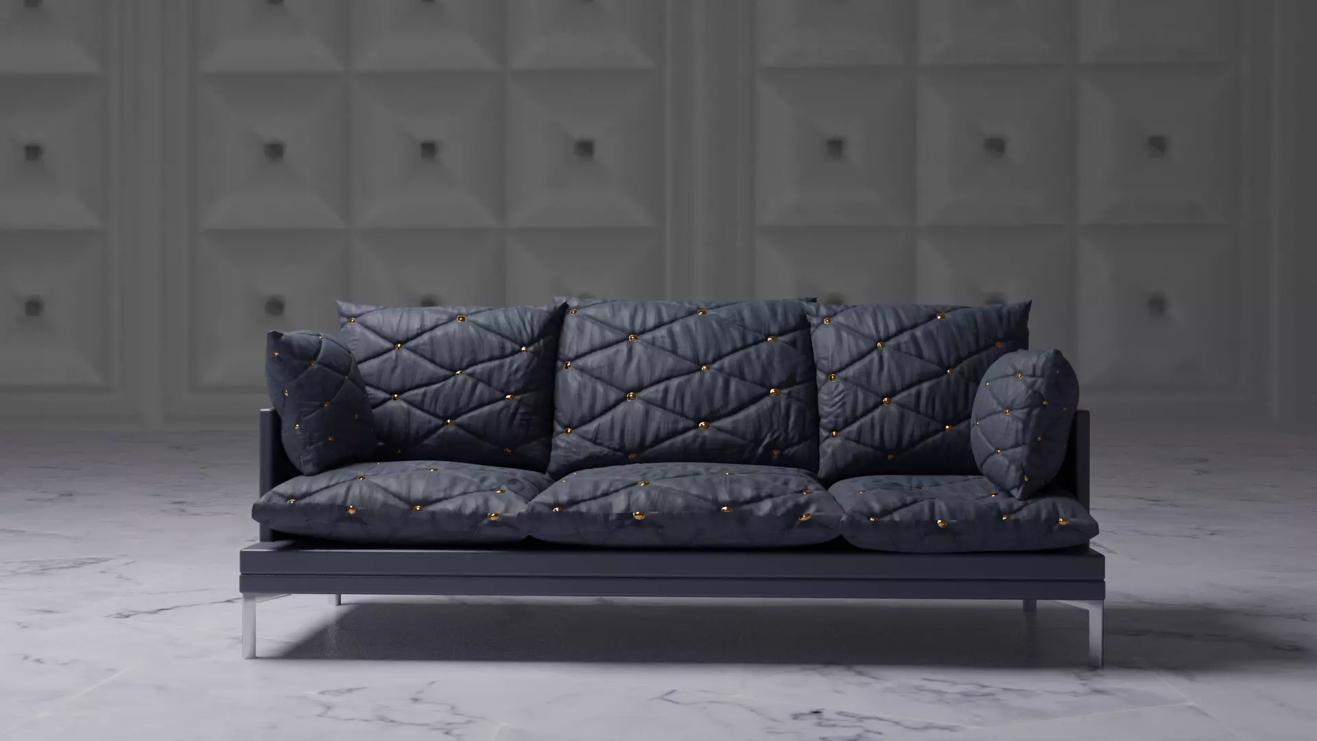 couch sofa with cushions Free 3D model_0