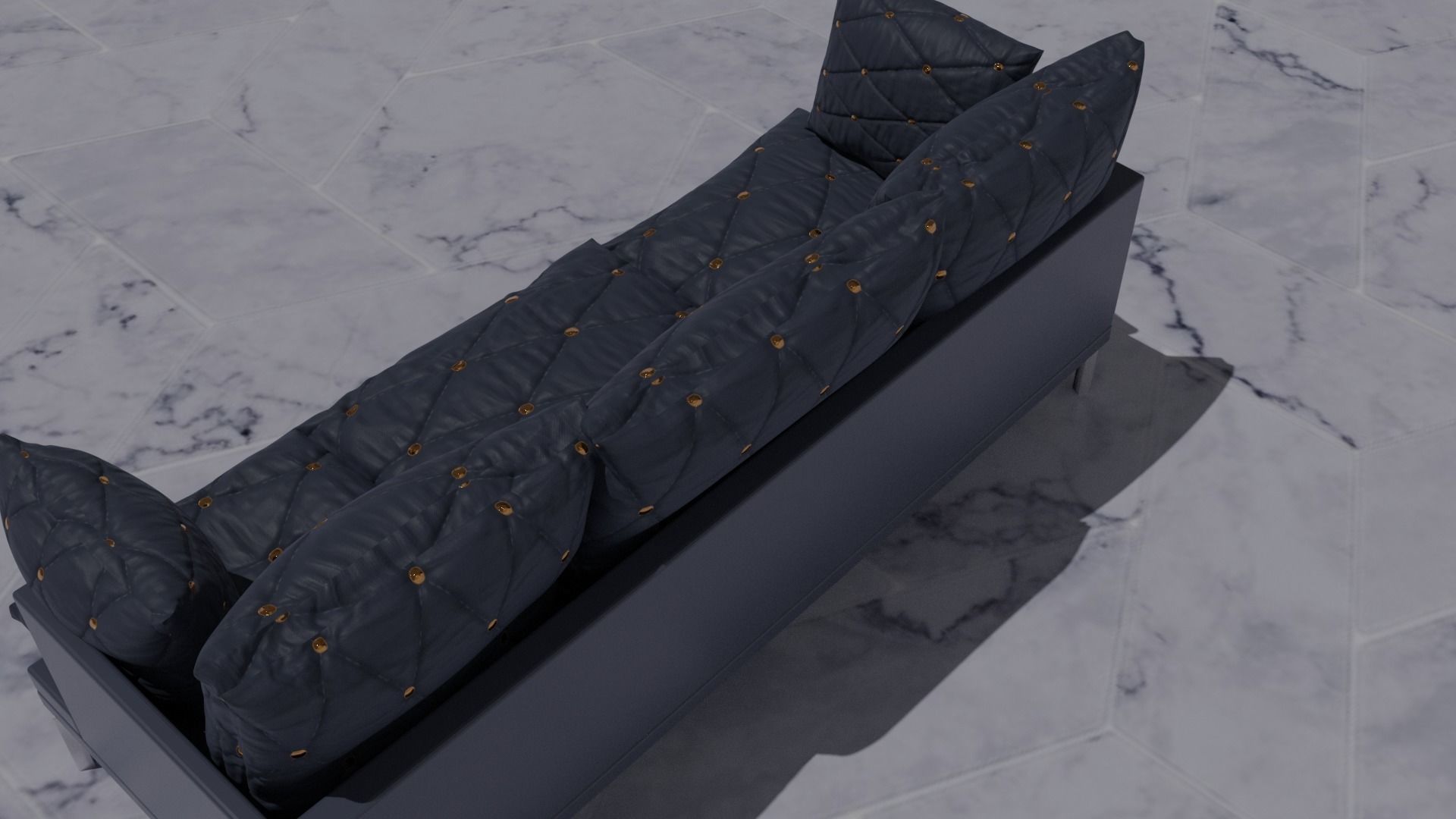 couch sofa with cushions Free 3D model_2