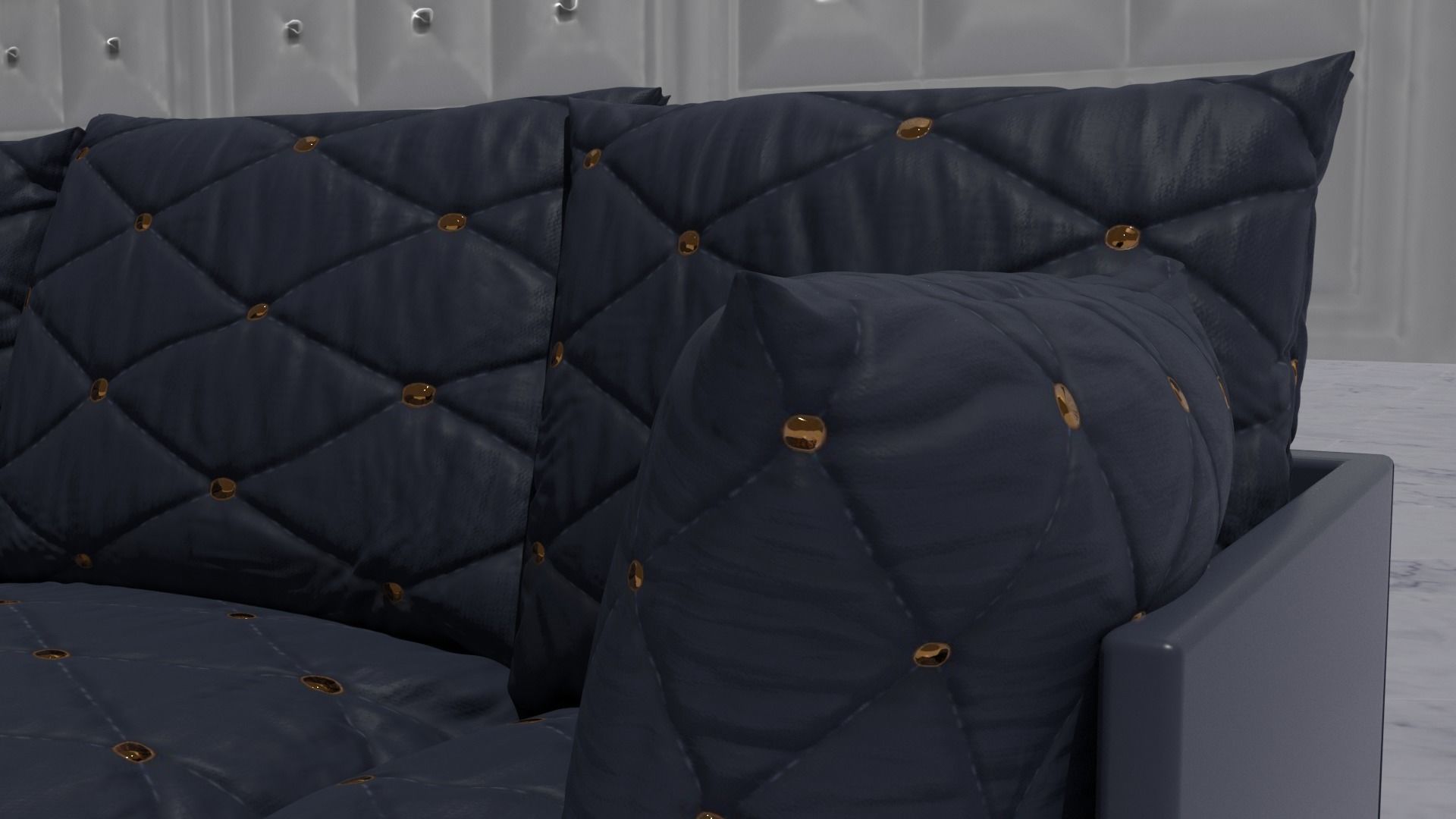 couch sofa with cushions Free 3D model_3