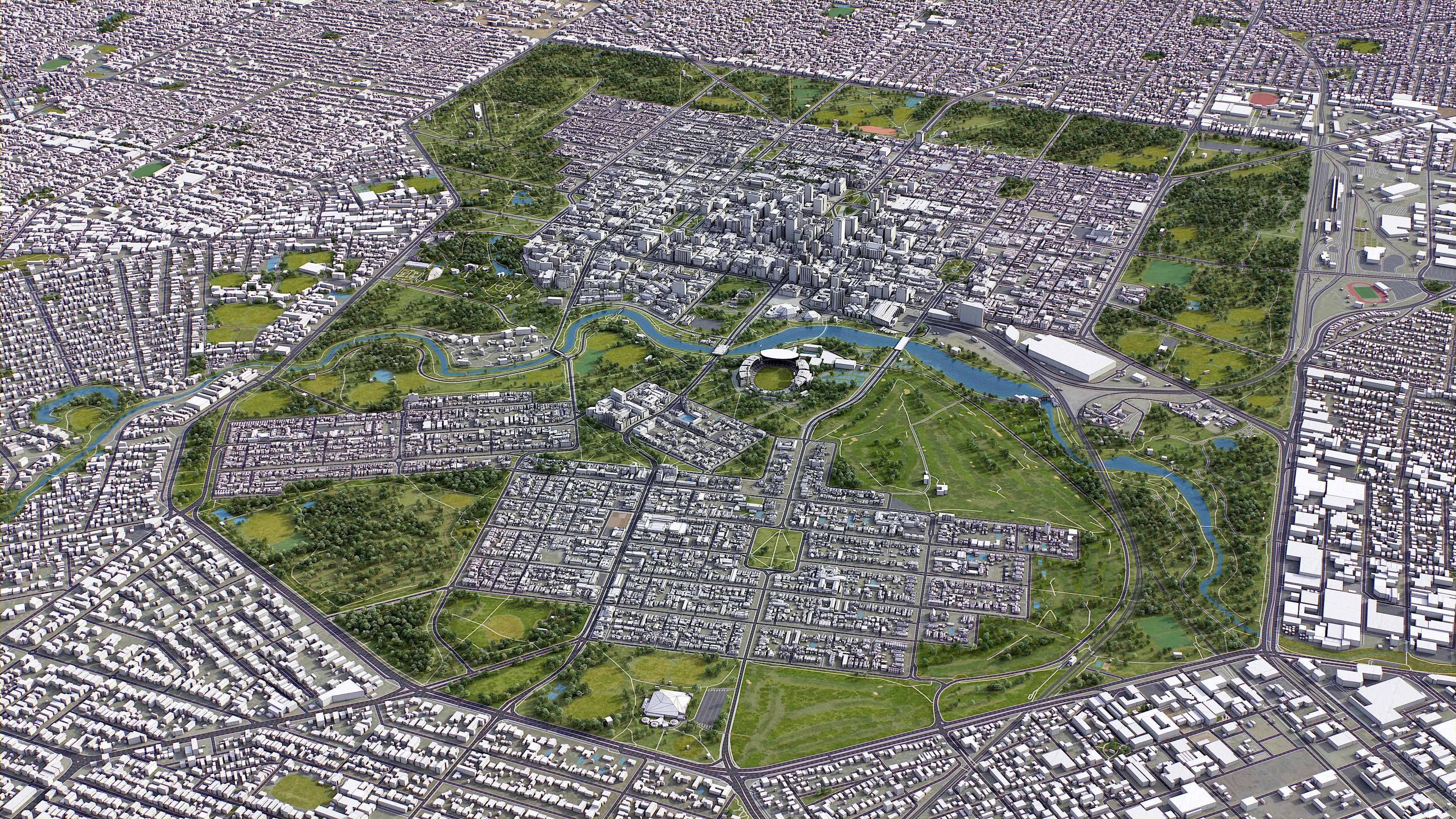 Adelaide Low-poly 3D model_9