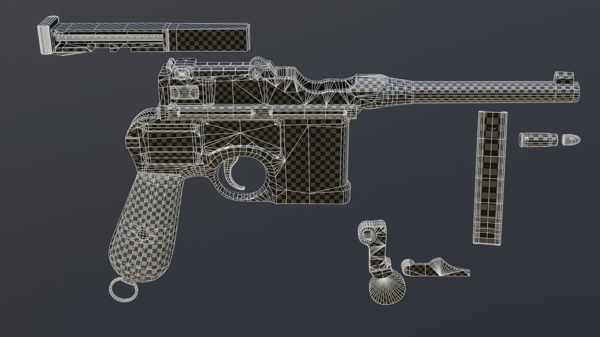 Mauser C96 Low-poly 3D model_5