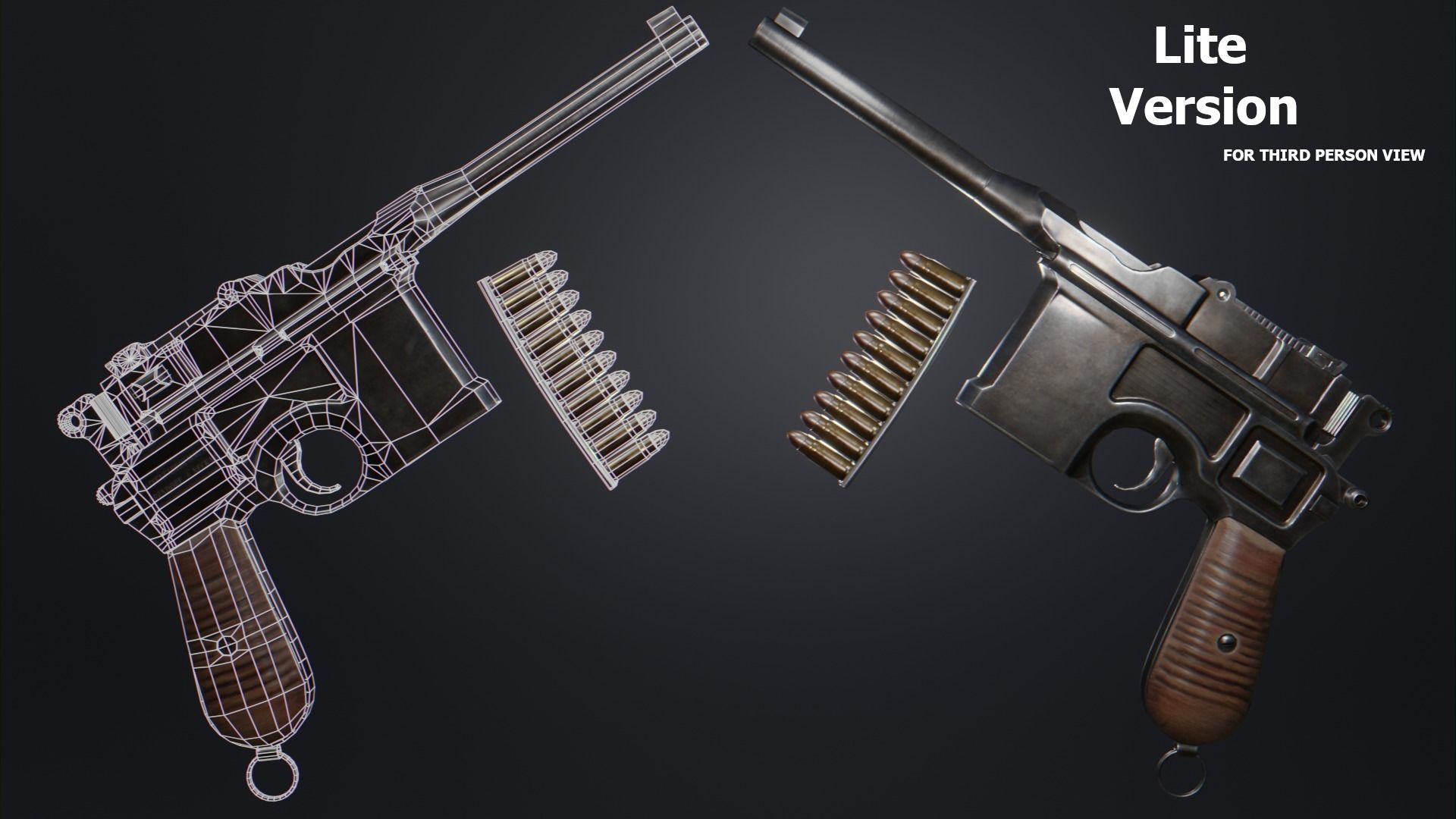 Mauser C96 Low-poly 3D model_6