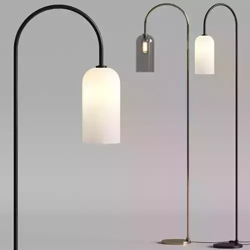 Pottery Barn Claremont Milk Glass and Clear Cylinder Floor Lamps