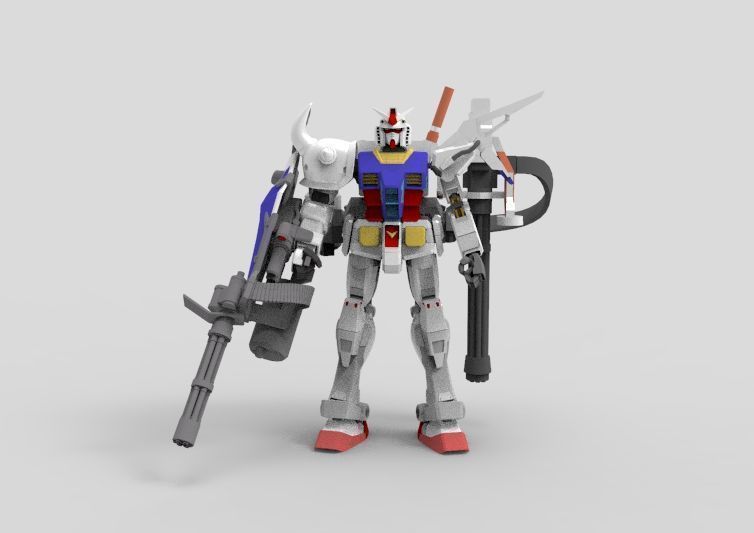 Gundam RX-78 Custom Gutling 3D model_14