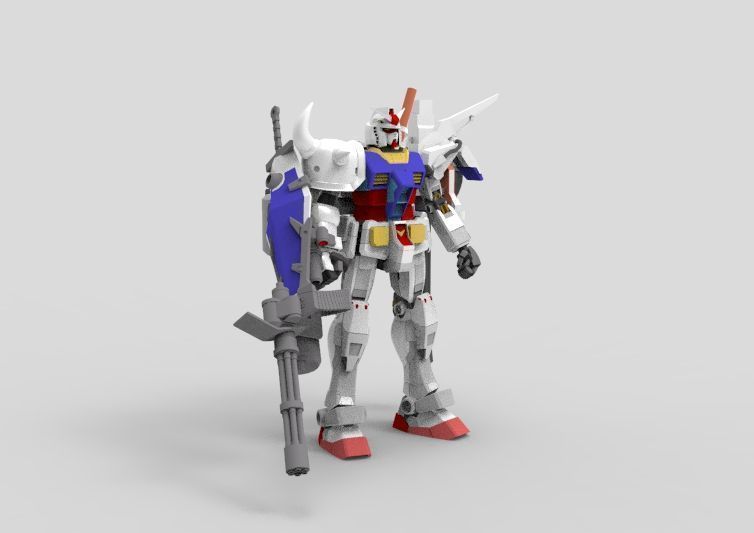 Gundam RX-78 Custom Gutling 3D model_1
