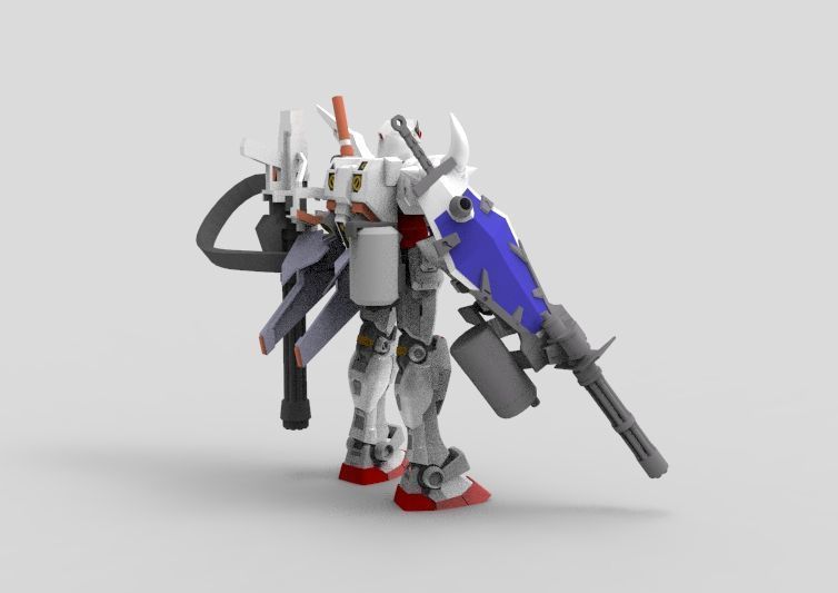 Gundam RX-78 Custom Gutling 3D model_8