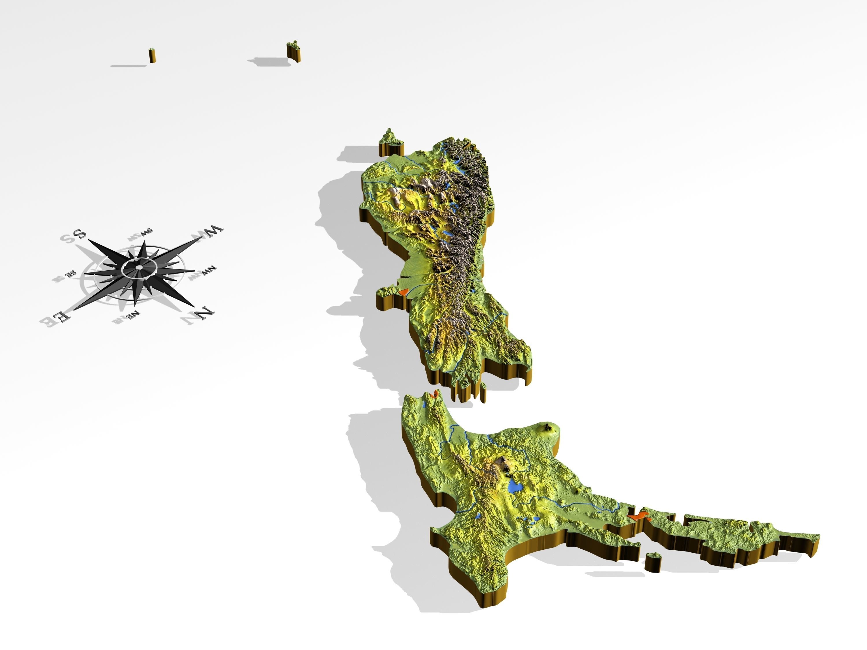 New Zealand High resolution 3D relief maps 3D model_8