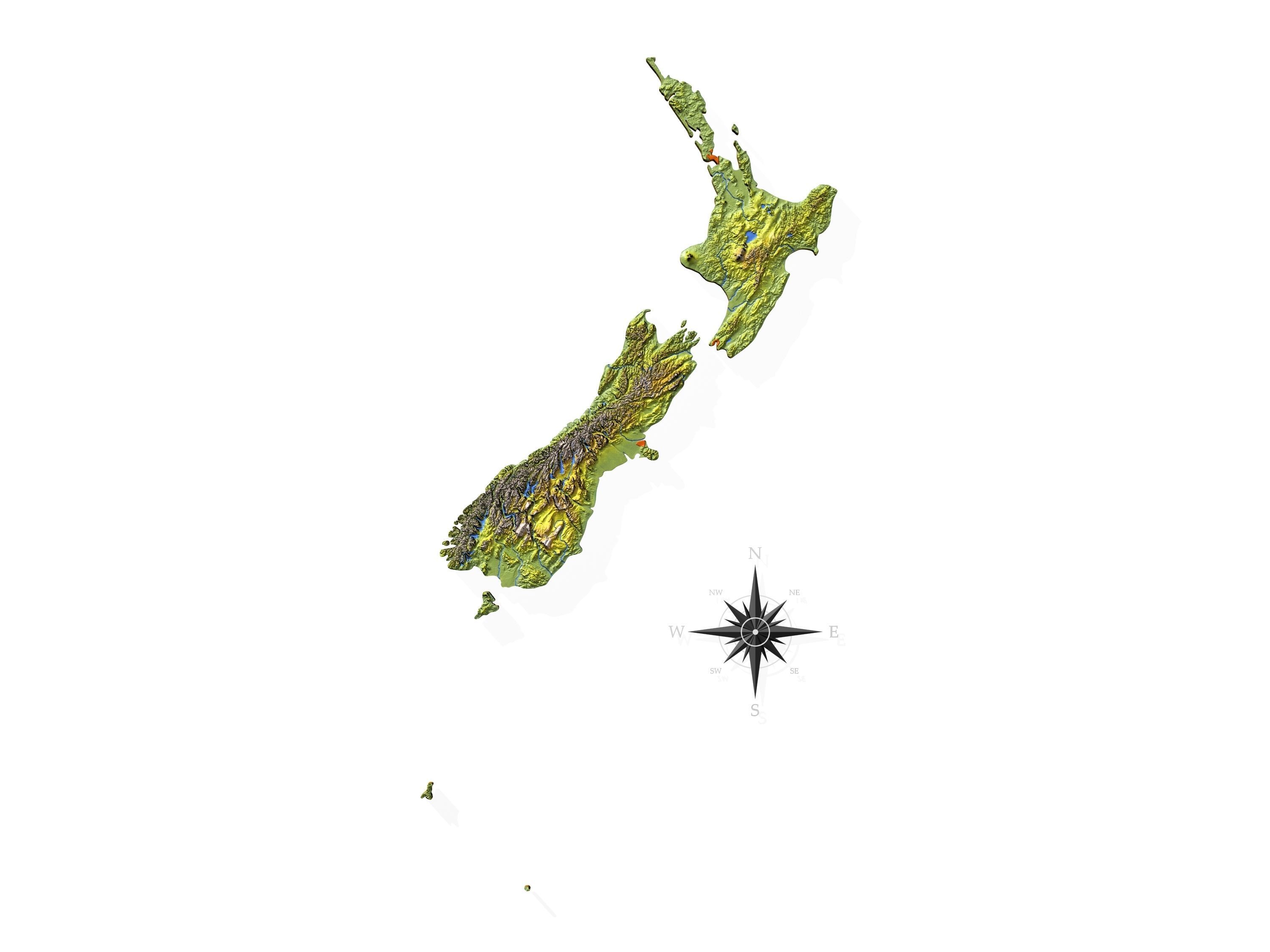 New Zealand High resolution 3D relief maps 3D model_9