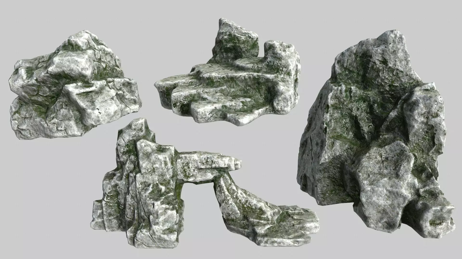 Rock Set Low-poly 3D model_0
