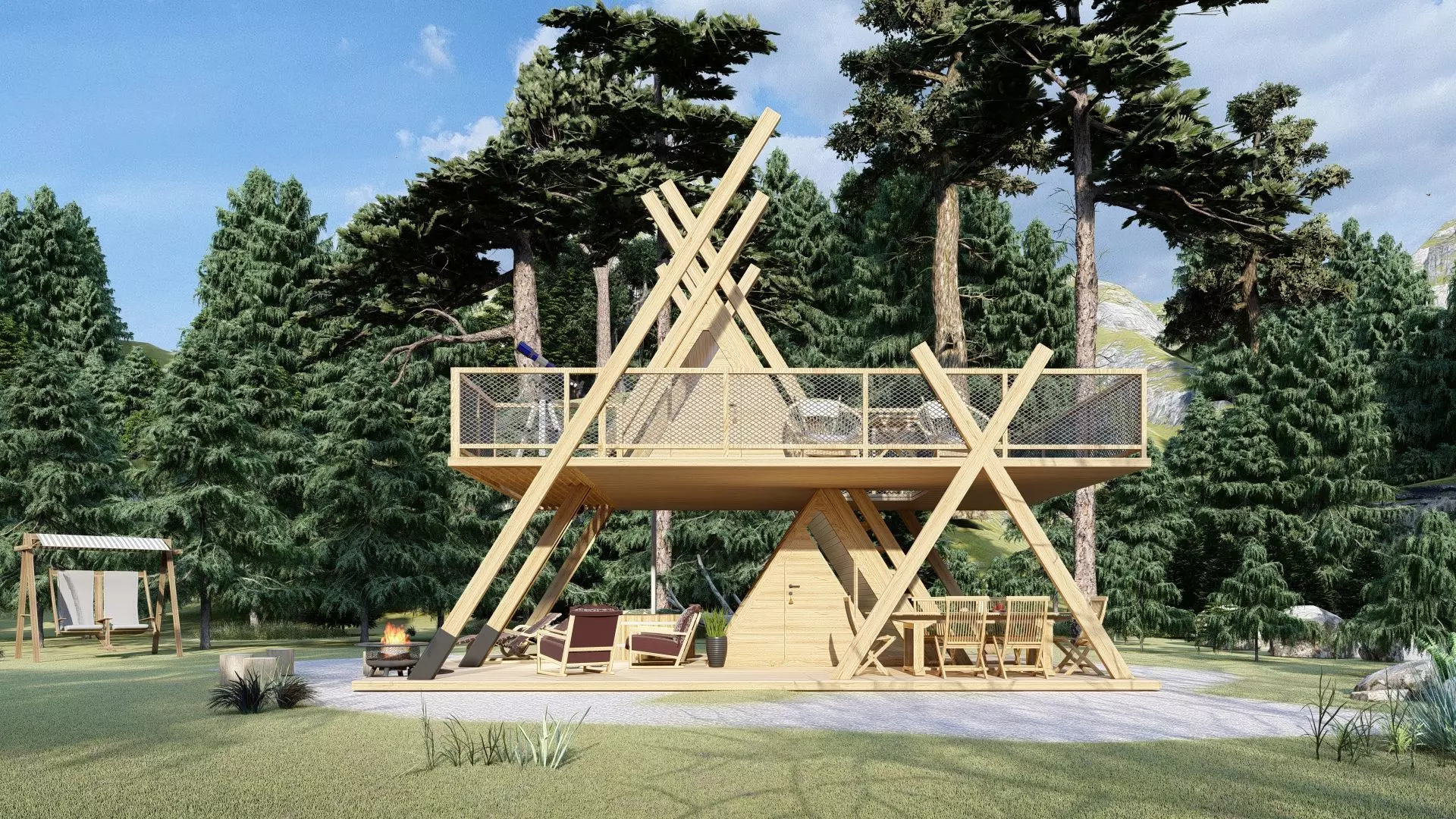 A1 Glamping A frame Tower 3d model 3D model_0