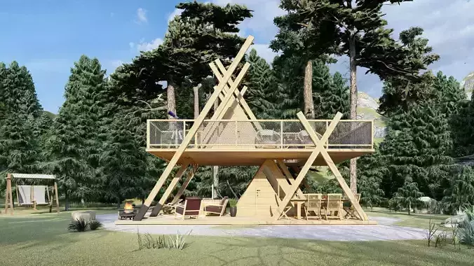 A1 Glamping  A frame Tower 3d model 3D model