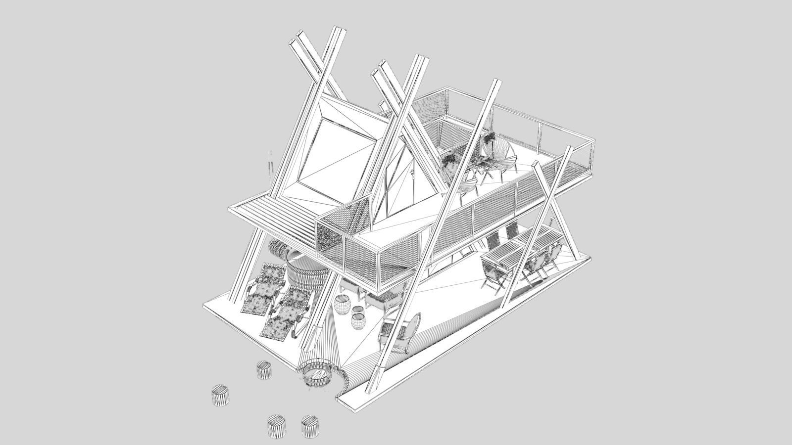 A1 Glamping A frame Tower 3d model 3D model_15