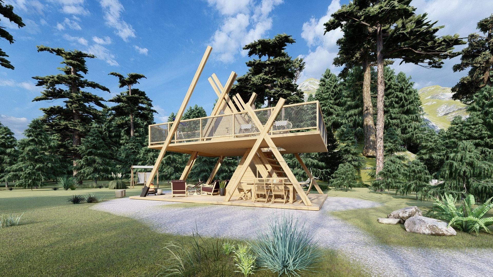 A1 Glamping A frame Tower 3d model 3D model_13