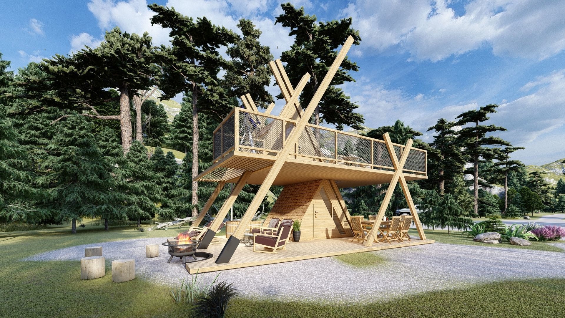 A1 Glamping A frame Tower 3d model 3D model_9