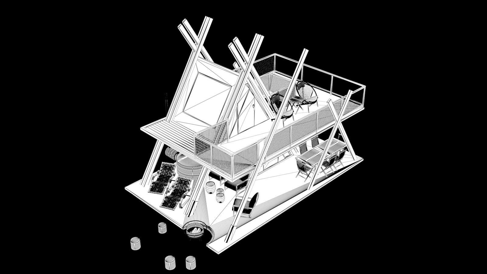 A1 Glamping A frame Tower 3d model 3D model_18