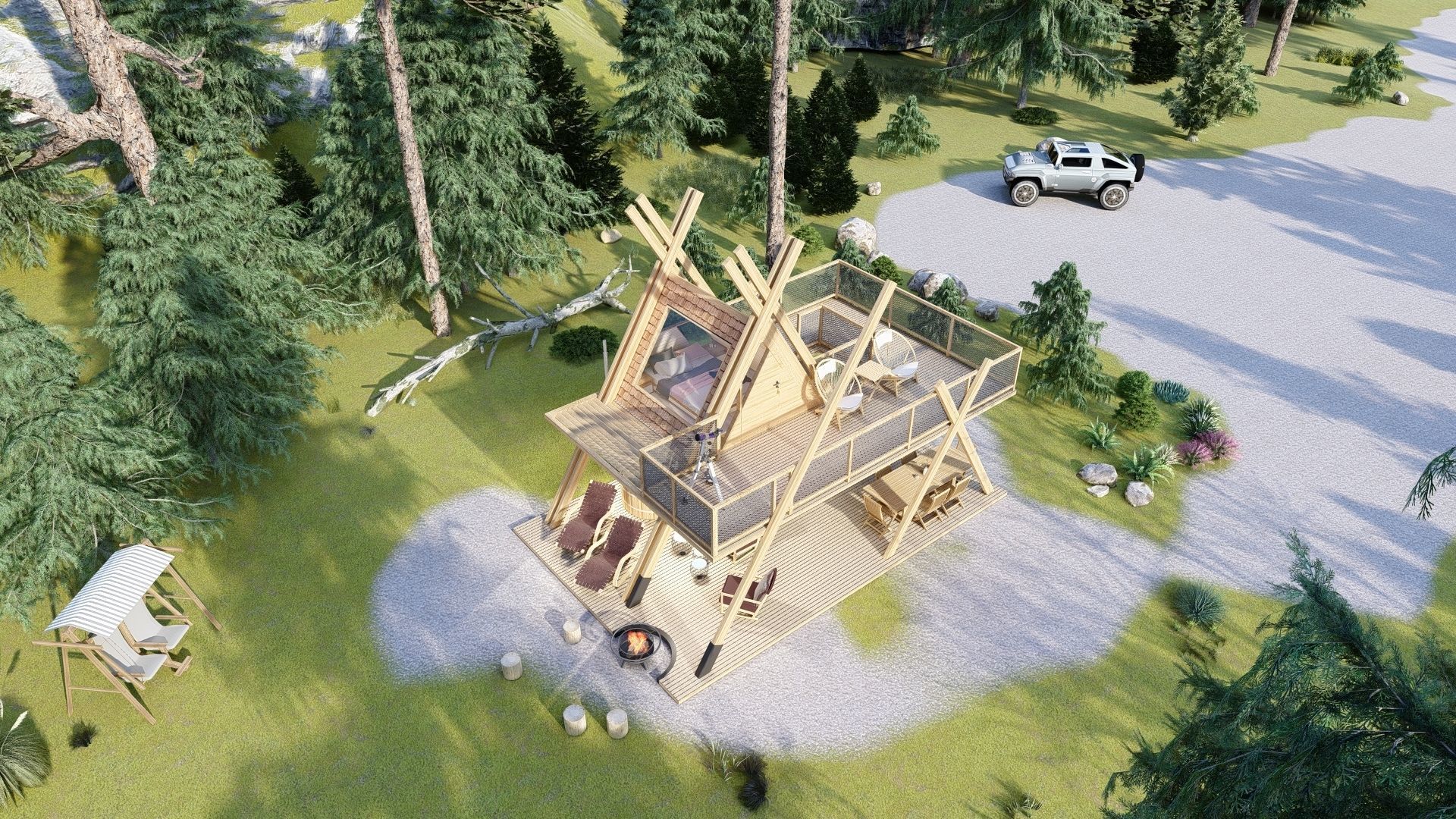 A1 Glamping A frame Tower 3d model 3D model_4