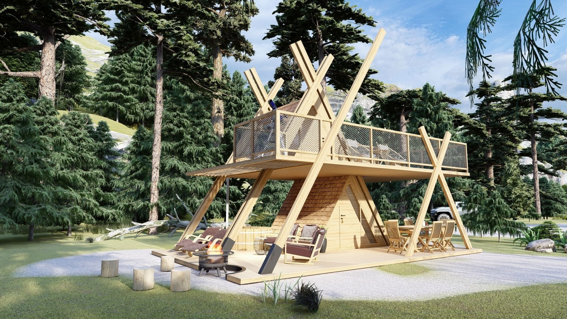 A1 Glamping A frame Tower 3d model 3D model_2