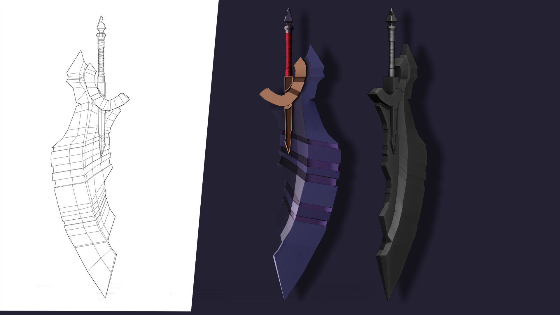 pack of 10 low poly fantasy weapons Low-poly 3D model_6