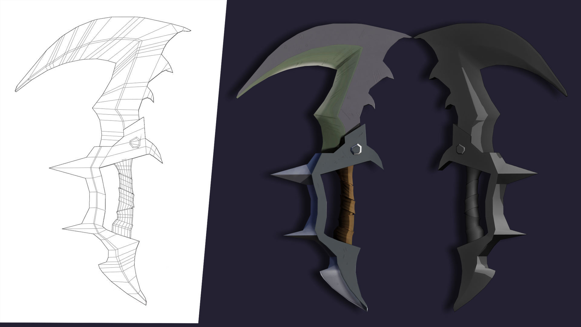 pack of 10 low poly fantasy weapons Low-poly 3D model_5