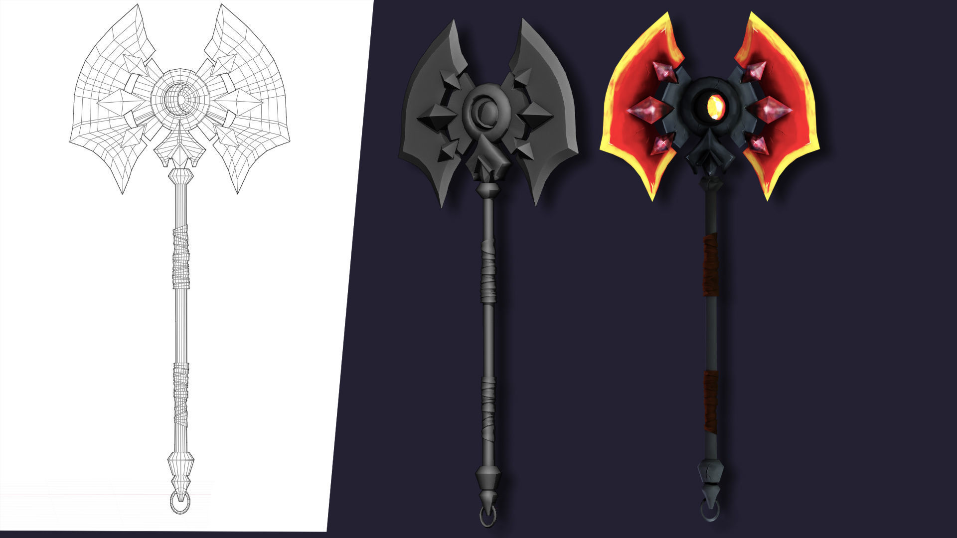 pack of 10 low poly fantasy weapons Low-poly 3D model_11