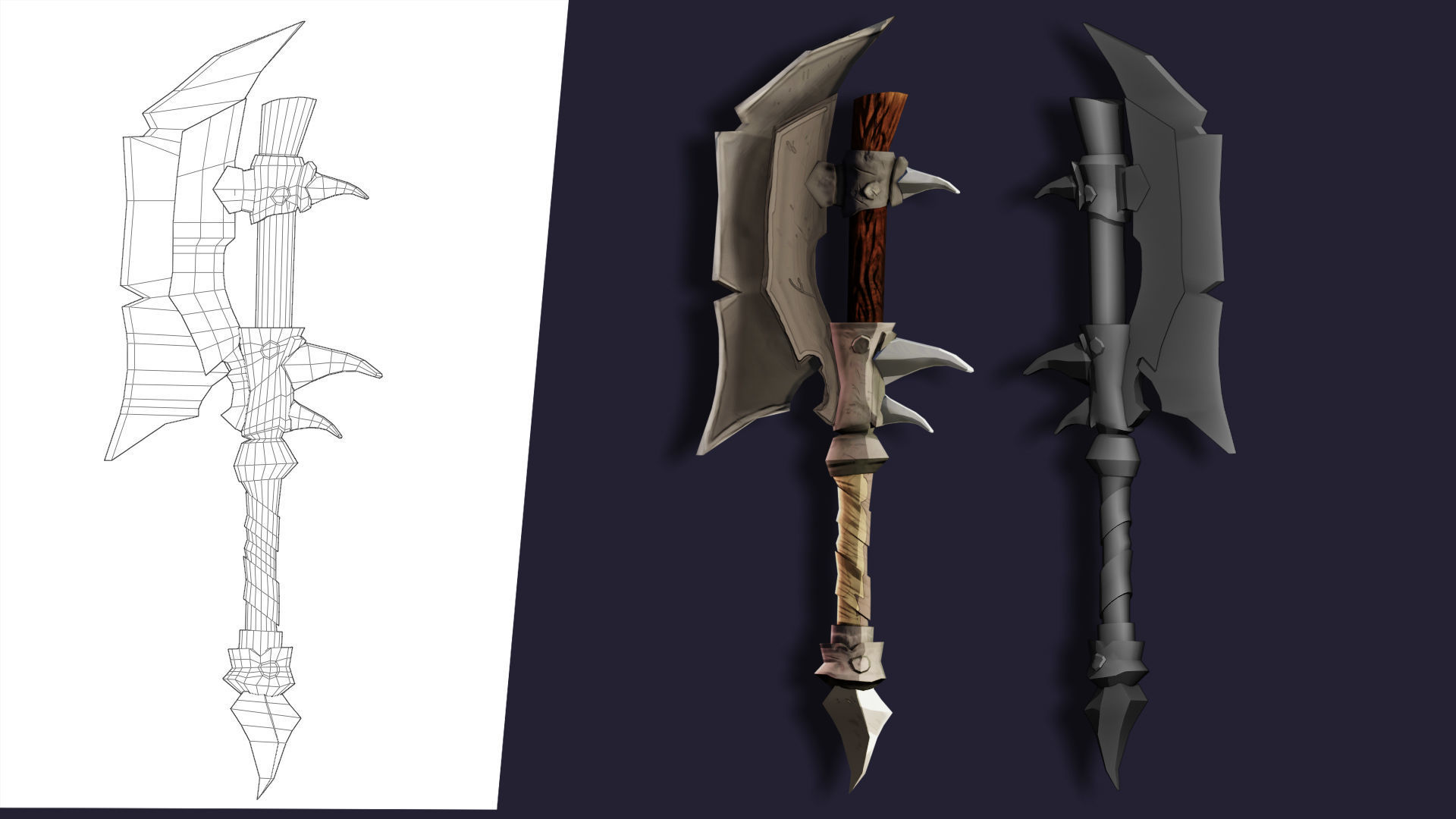 pack of 10 low poly fantasy weapons Low-poly 3D model_4