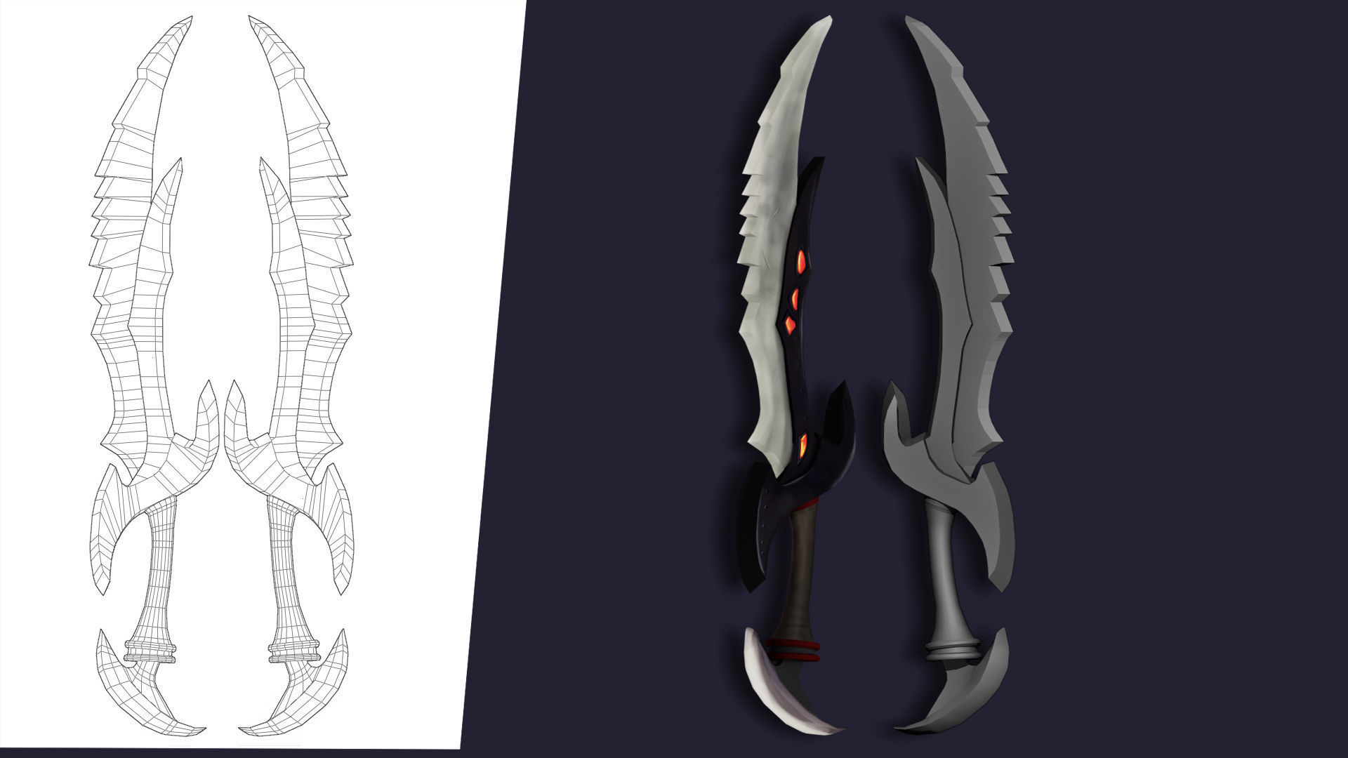 pack of 10 low poly fantasy weapons Low-poly 3D model_8