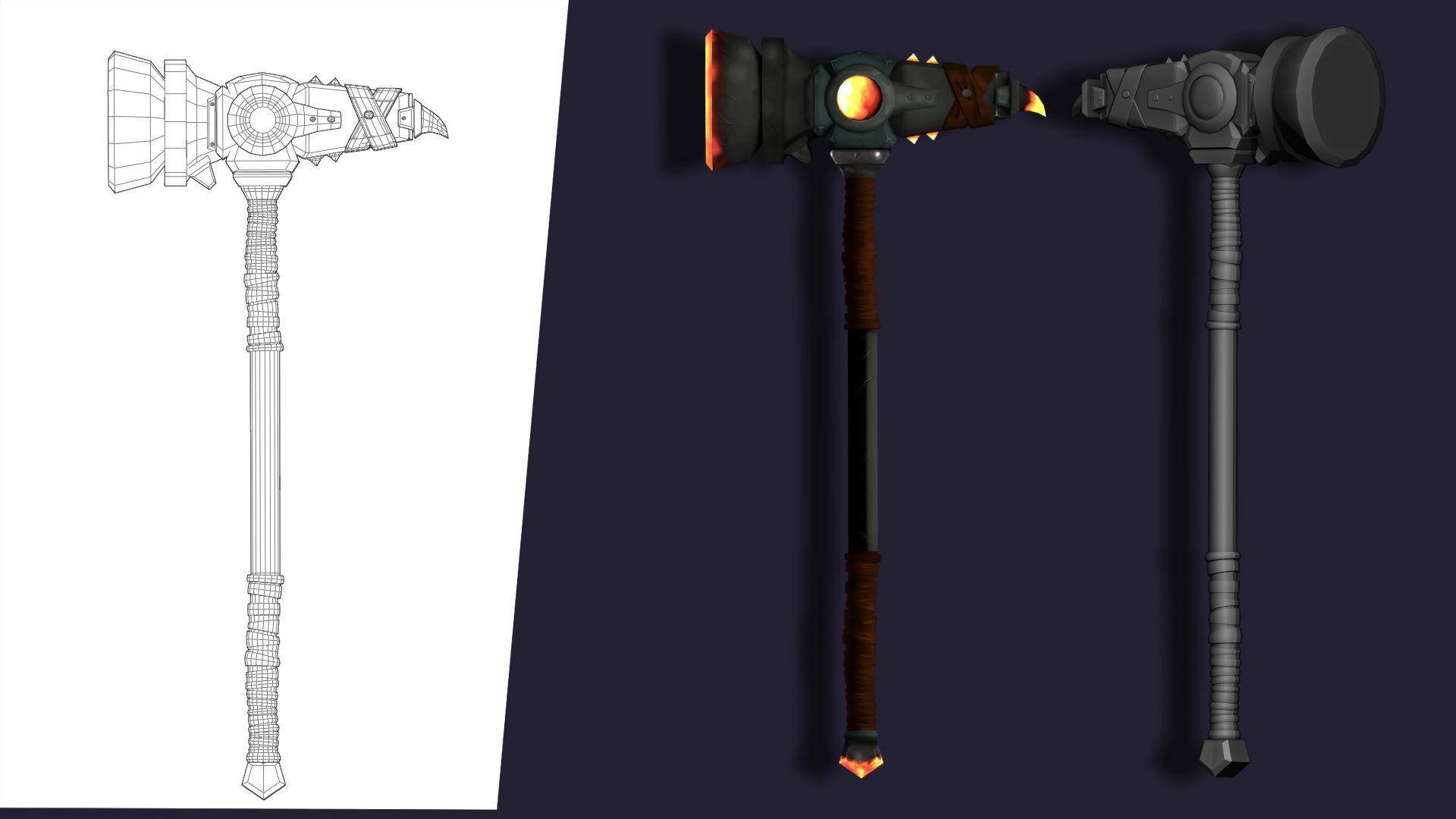 pack of 10 low poly fantasy weapons Low-poly 3D model_10