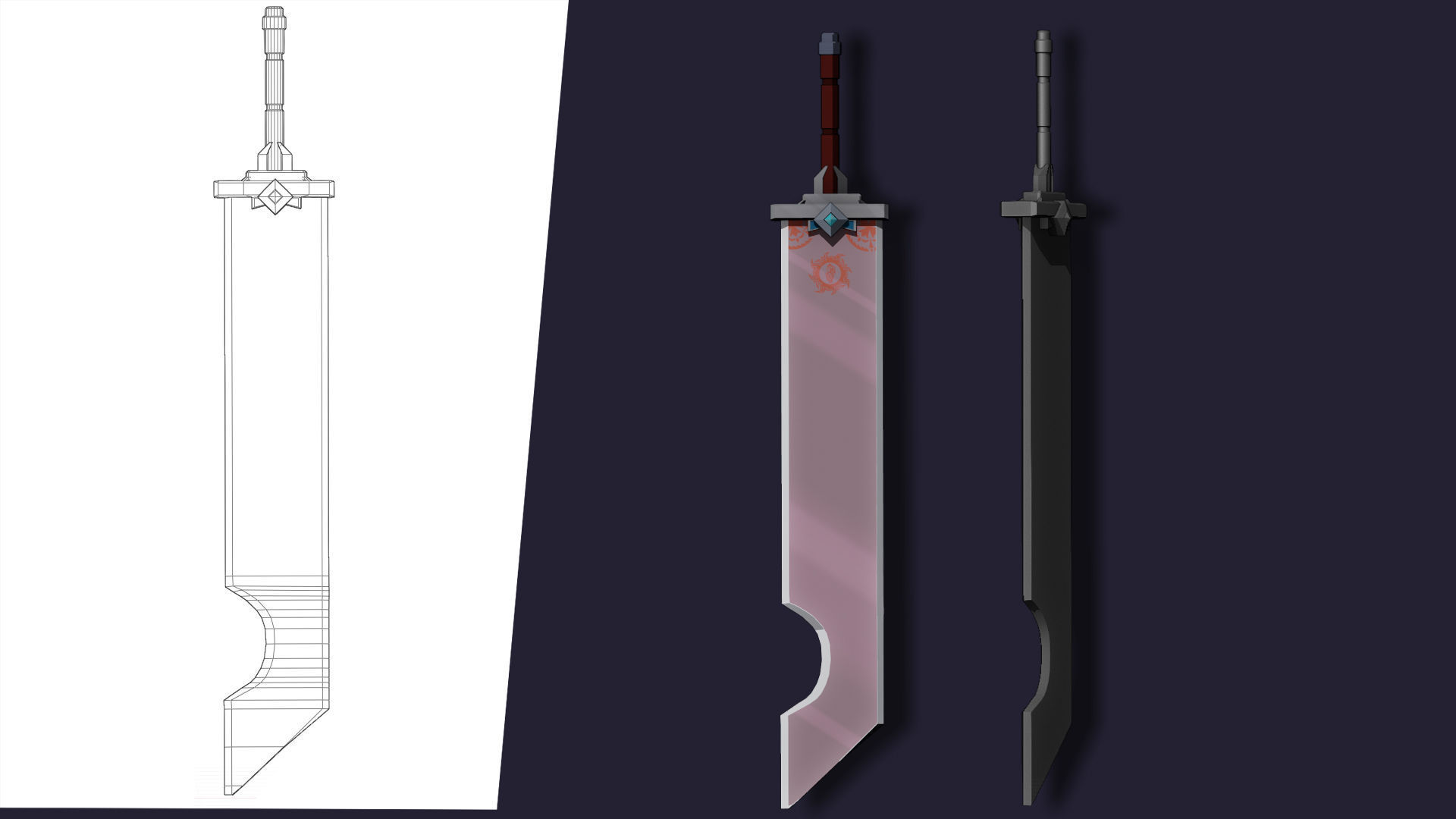pack of 10 low poly fantasy weapons Low-poly 3D model_7