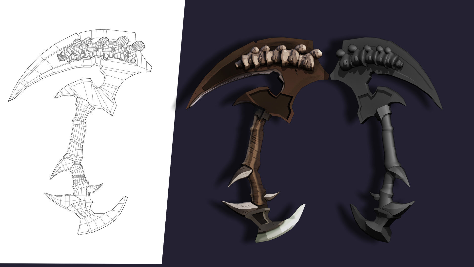 pack of 10 low poly fantasy weapons Low-poly 3D model_2