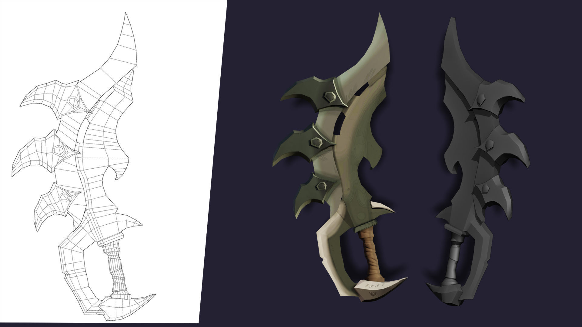 pack of 10 low poly fantasy weapons Low-poly 3D model_3