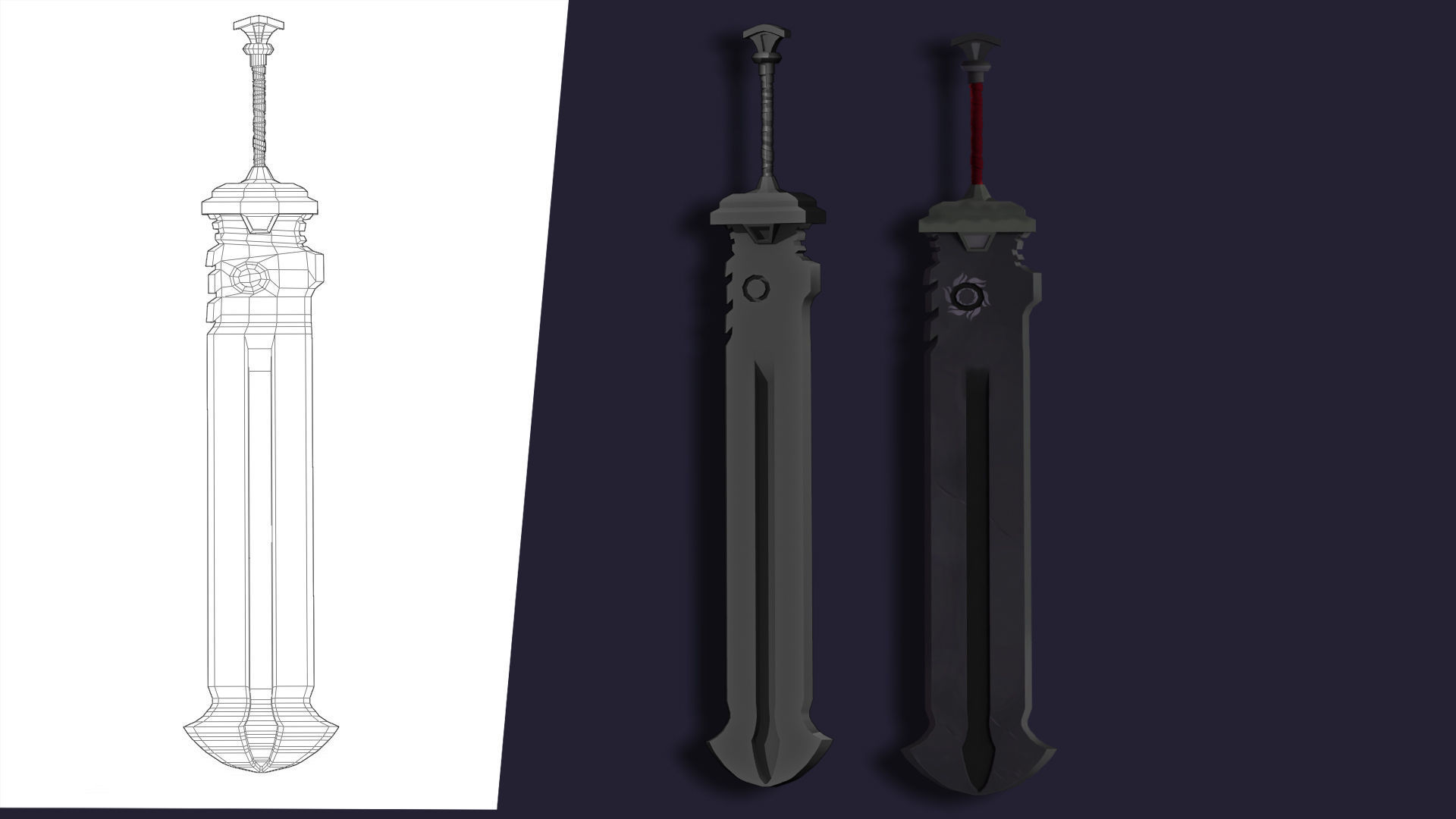 pack of 10 low poly fantasy weapons Low-poly 3D model_9