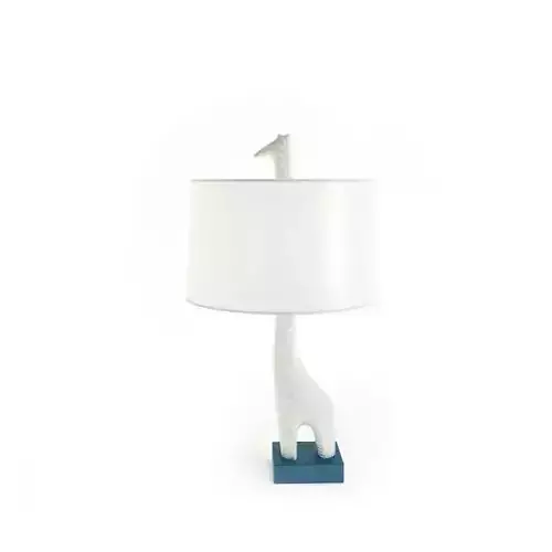White Giraffe Lamp On A Blue Base