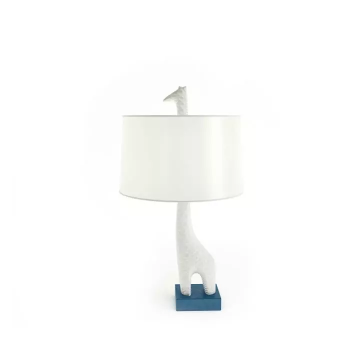 White Giraffe Lamp On A Blue Base 3D model_0