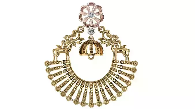 Deer Leaves And Diamonds Earring