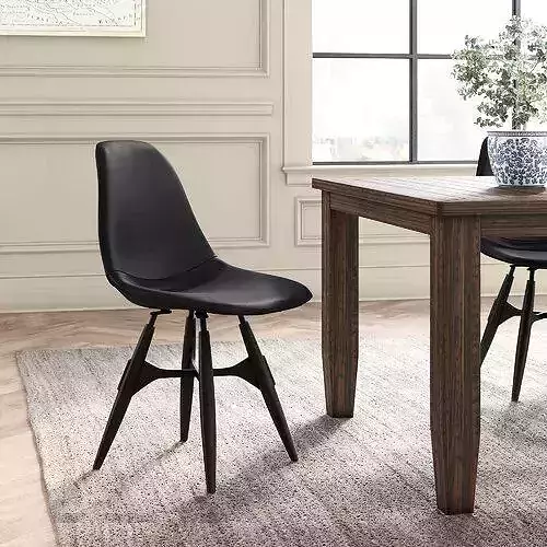 ZigZag Genuine Leather Upholstered Dining Chair