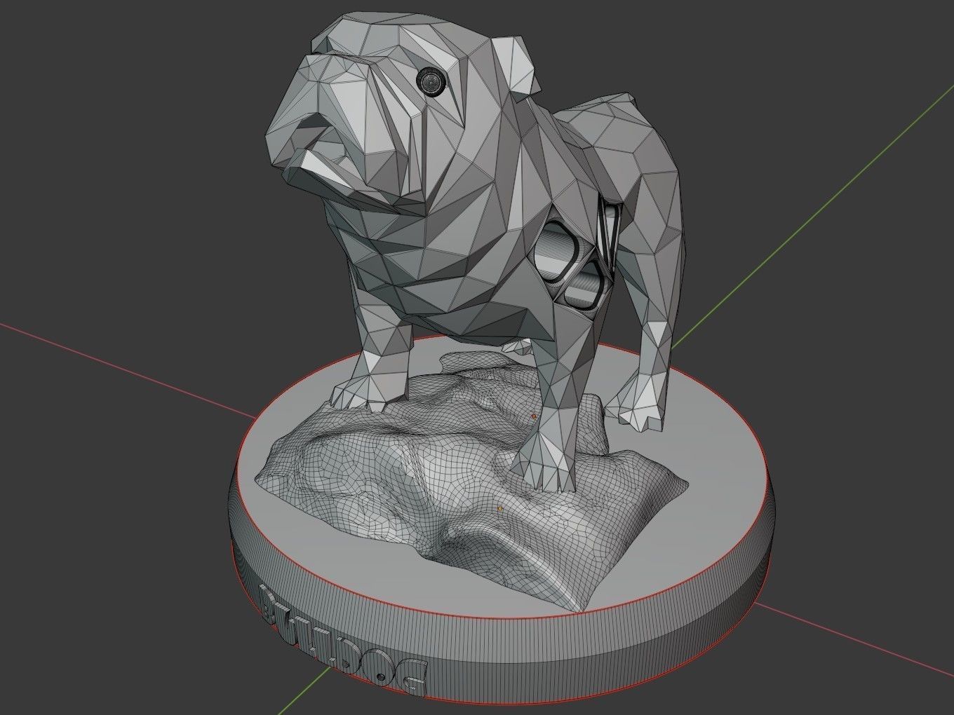 Voronoi Old Bulldog Rock 3D print model_10